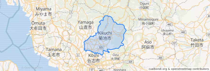 Mapa de ubicacion de 菊池市.