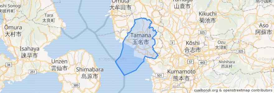 Mapa de ubicacion de 玉名市.
