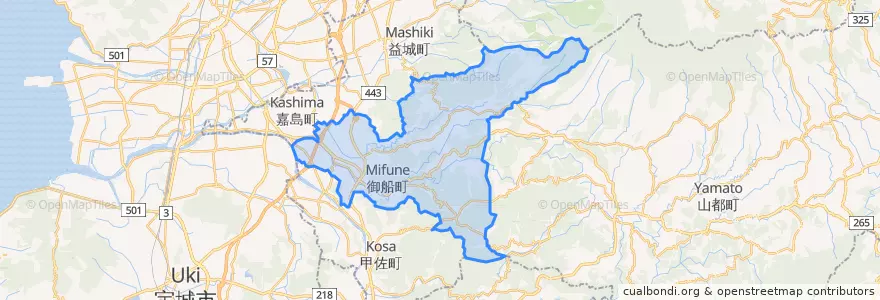 Mapa de ubicacion de 御船町.