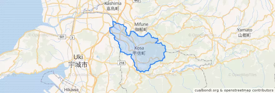 Mapa de ubicacion de 甲佐町.