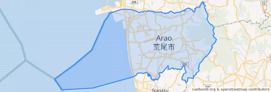 Mapa de ubicacion de 荒尾市.
