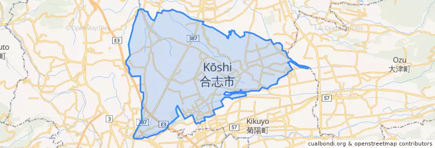 Mapa de ubicacion de 合志市.