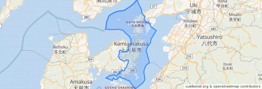 Mapa de ubicacion de Kamiamakusa.