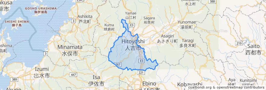 Mapa de ubicacion de 히토요시시.