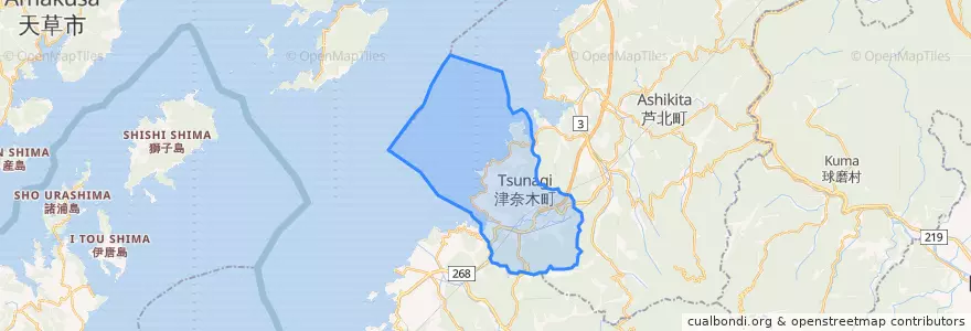 Mapa de ubicacion de 津奈木町.
