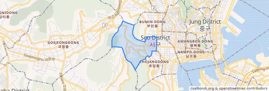 Mapa de ubicacion de 아미동.