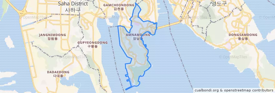 Mapa de ubicacion de 암남동.