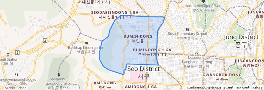 Mapa de ubicacion de Bumin-dong.