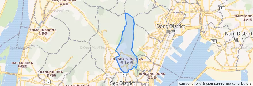 Mapa de ubicacion de Dongdaesin-dong.