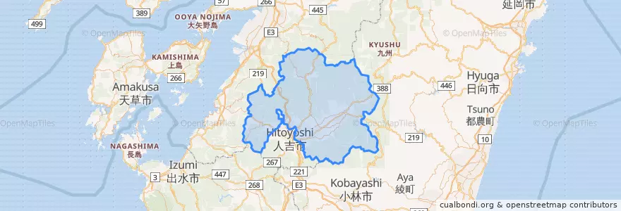 Mapa de ubicacion de 球磨郡.