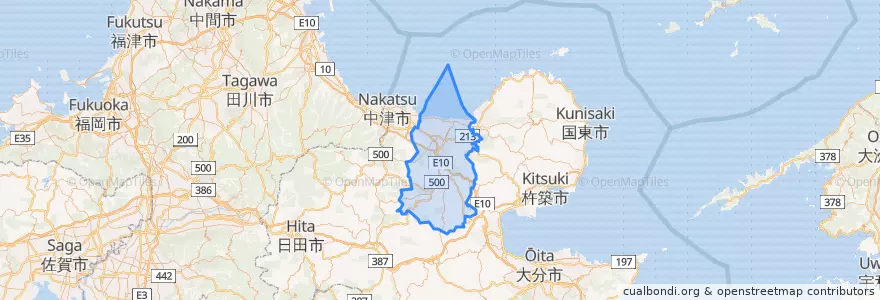 Mapa de ubicacion de 宇佐市.