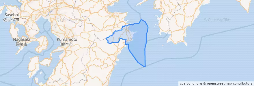 Mapa de ubicacion de 佐伯市.