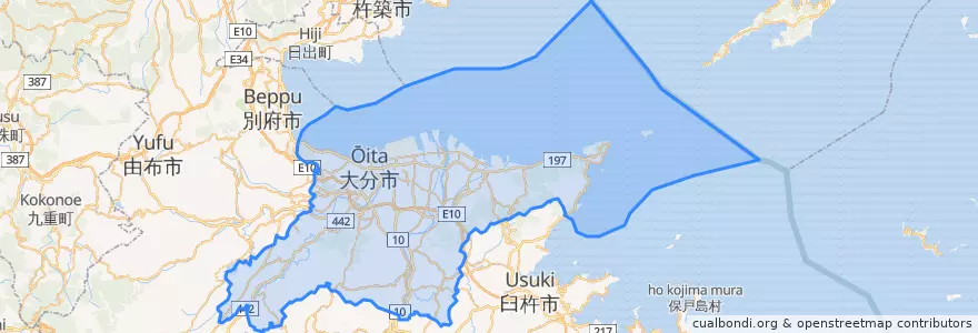 Mapa de ubicacion de Oita.