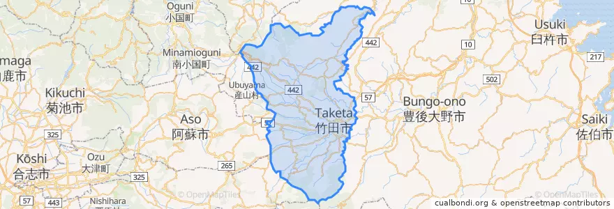 Mapa de ubicacion de 竹田市.