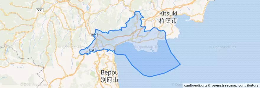 Mapa de ubicacion de 日出町.