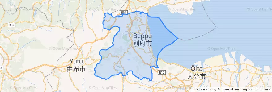 Mapa de ubicacion de 別府市.