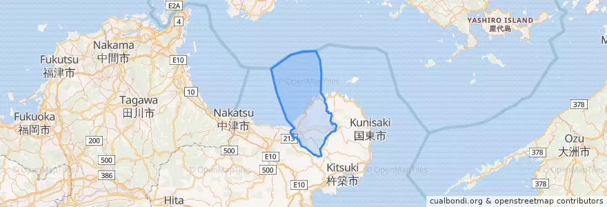Mapa de ubicacion de 豊後高田市.