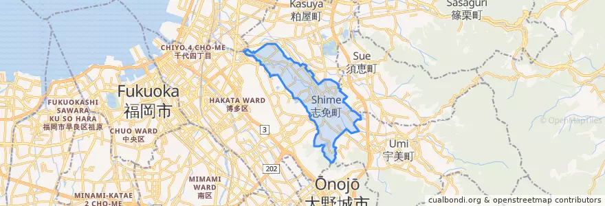Mapa de ubicacion de 志免町.