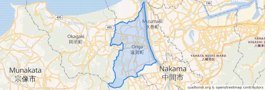 Mapa de ubicacion de 遠賀町.