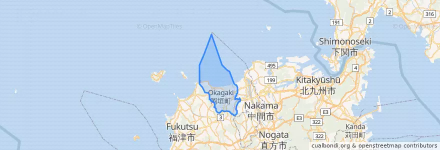 Mapa de ubicacion de 岡垣町.