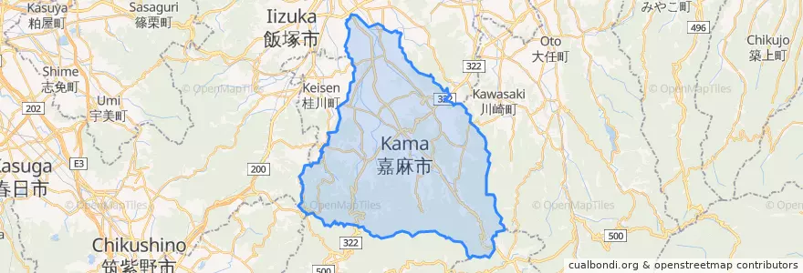 Mapa de ubicacion de 嘉麻市.