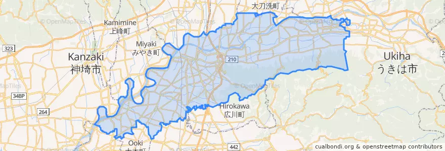 Mapa de ubicacion de 久留米市.