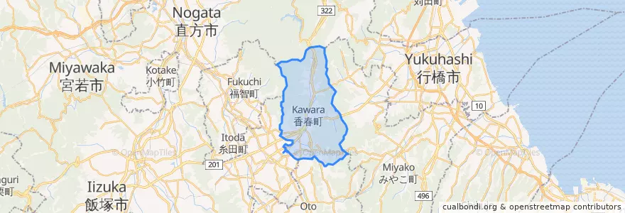 Mapa de ubicacion de 香春町.
