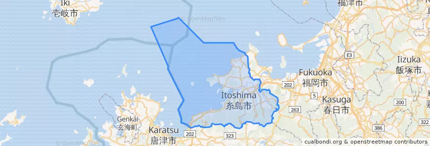 Mapa de ubicacion de 糸島市.