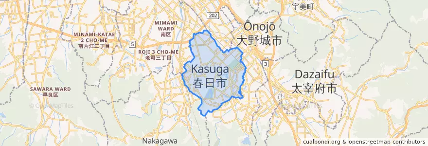 Mapa de ubicacion de 春日市.