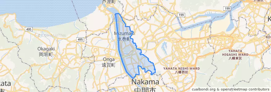 Mapa de ubicacion de 水巻町.