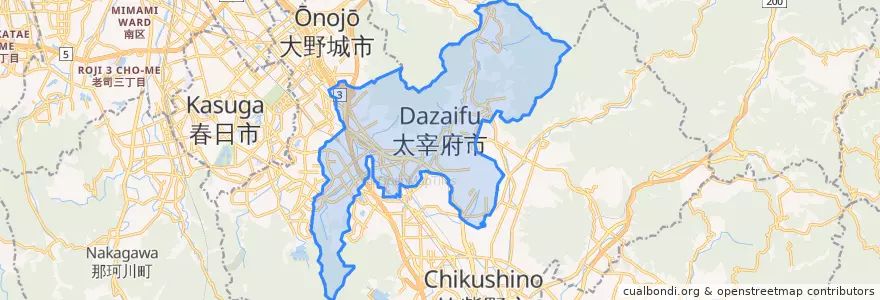 Mapa de ubicacion de 太宰府市.