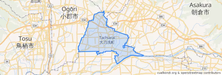 Mapa de ubicacion de 大刀洗町.