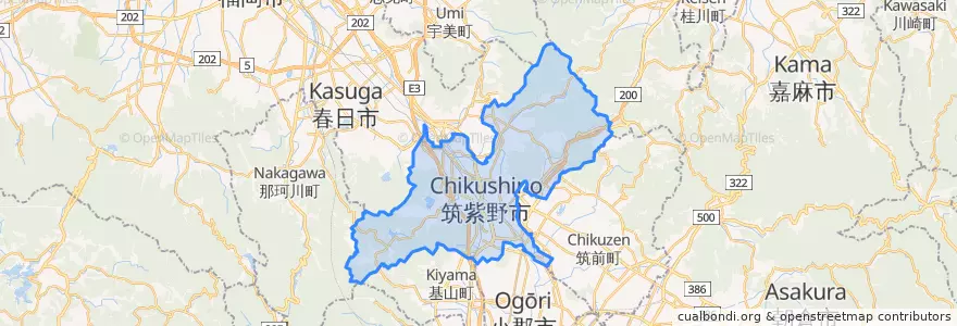 Mapa de ubicacion de 筑紫野市.