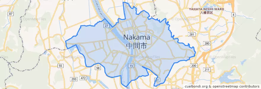 Mapa de ubicacion de 中间市.