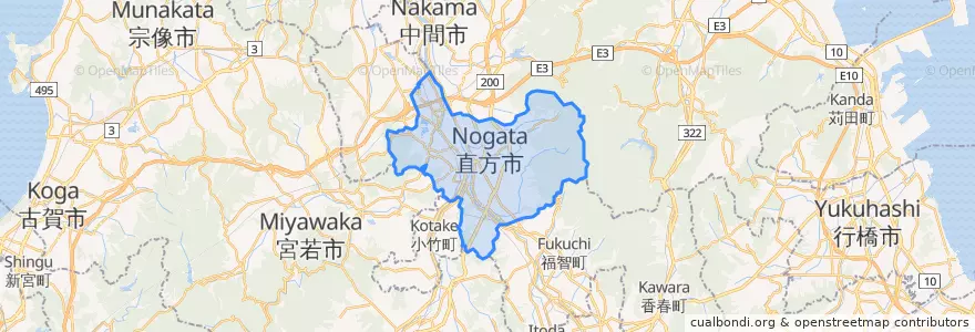 Mapa de ubicacion de 直方市.