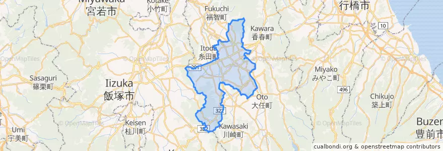 Mapa de ubicacion de 田川市.