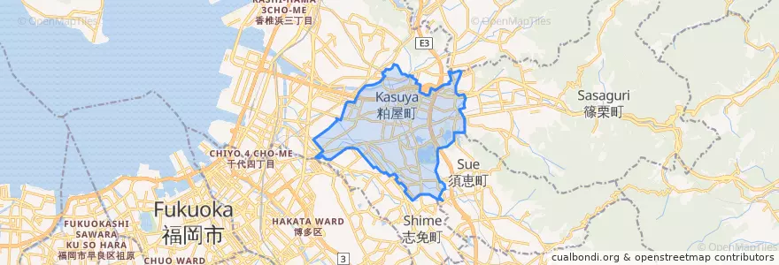 Mapa de ubicacion de 粕屋町.