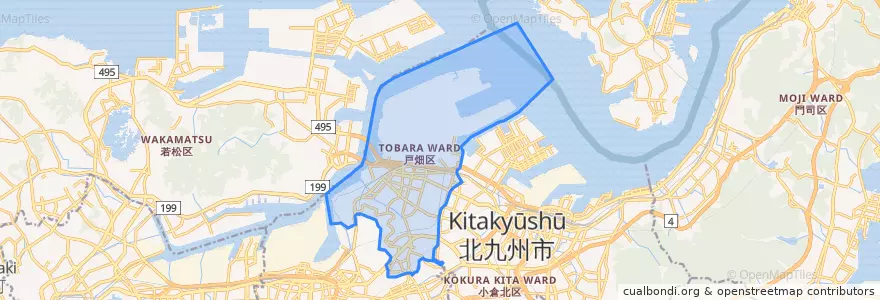 Mapa de ubicacion de 戸畑区.