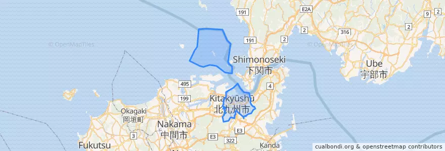 Mapa de ubicacion de 小倉北区.