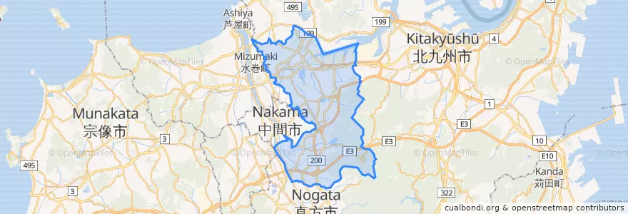 Mapa de ubicacion de 八幡西区.