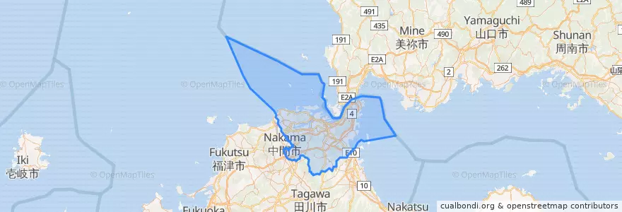Mapa de ubicacion de 기타큐슈 시.