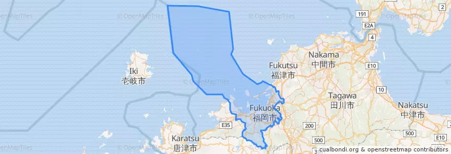 Mapa de ubicacion de Fukuoka.