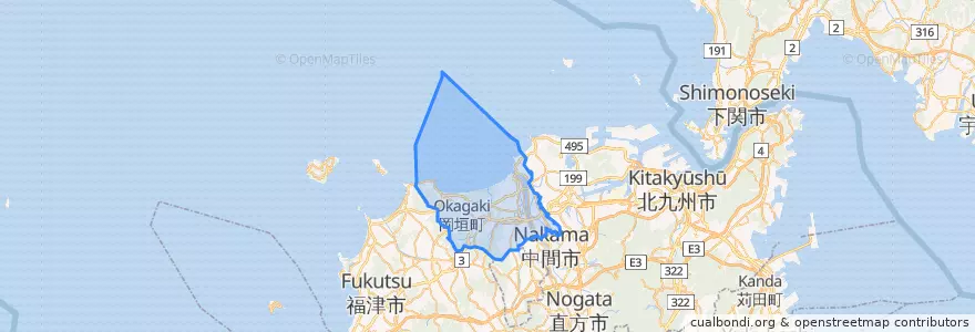 Mapa de ubicacion de 遠賀郡.
