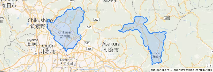 Mapa de ubicacion de 朝倉郡.