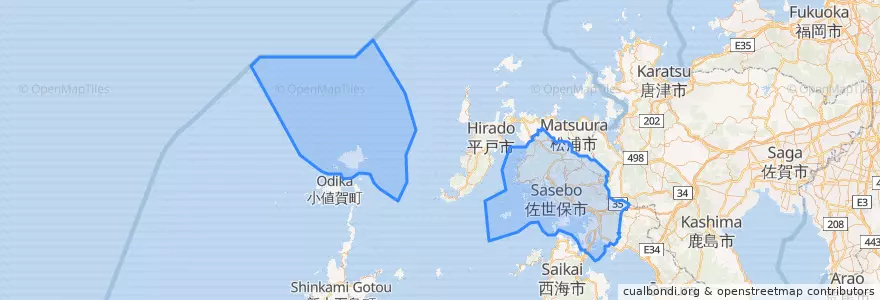 Mapa de ubicacion de Sasebo.