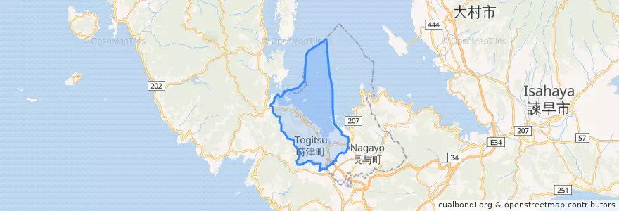 Mapa de ubicacion de 时津町.