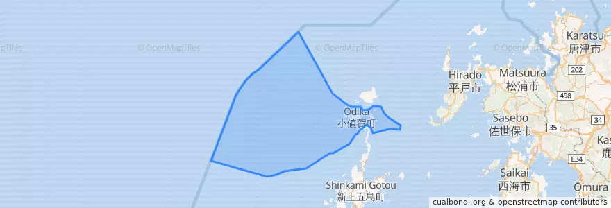Mapa de ubicacion de 小値賀町.