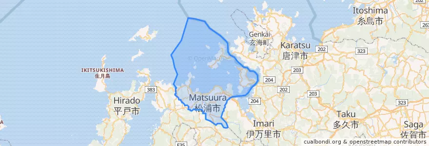 Mapa de ubicacion de 松浦市.