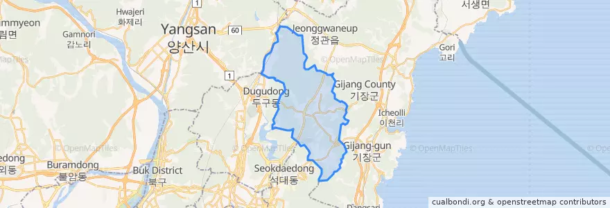 Mapa de ubicacion de 철마면.