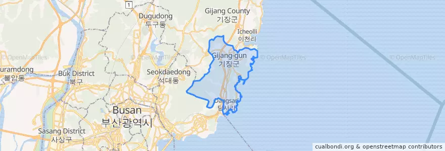 Mapa de ubicacion de 기장읍.